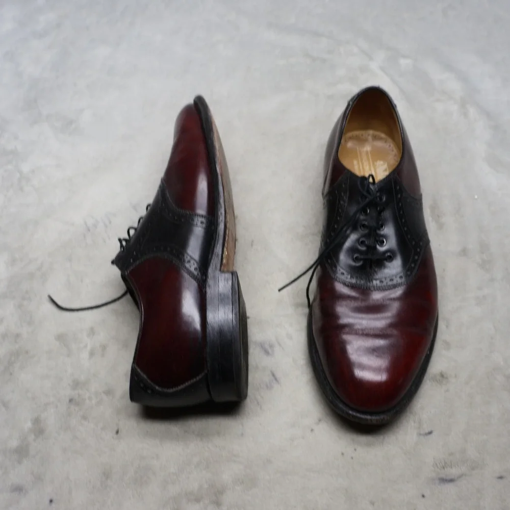 Johnston Murphy Aristocraft Mens 10.5 Oxford Shoes Red Leather Dress Wingtip
